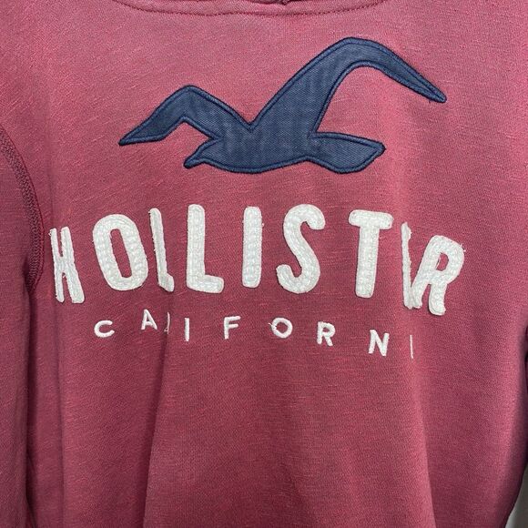 HOLLISTER California Hoodie Pullover Embroidered Applique Logo Womens S Maroon - Picture 4 of 8